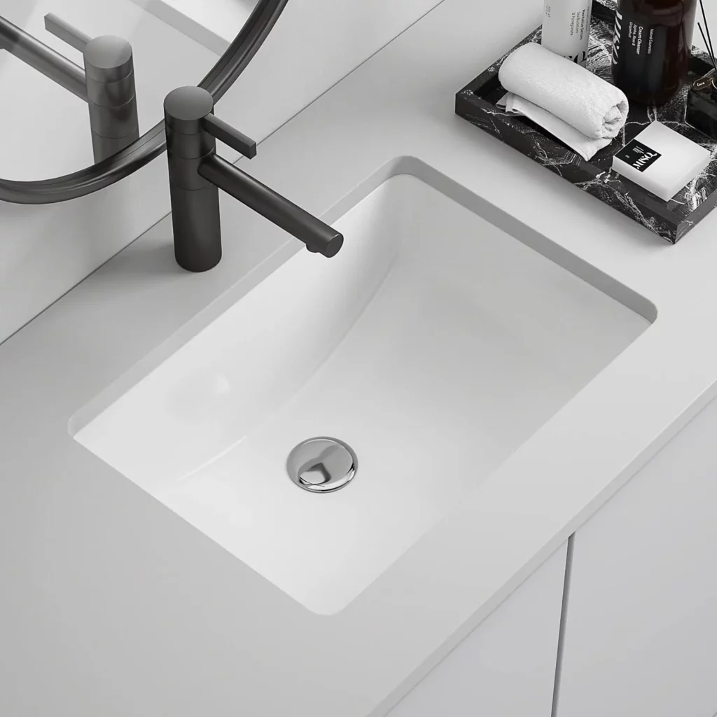 Enbol Bathroom Undermount Rectangular Ceramic Sink