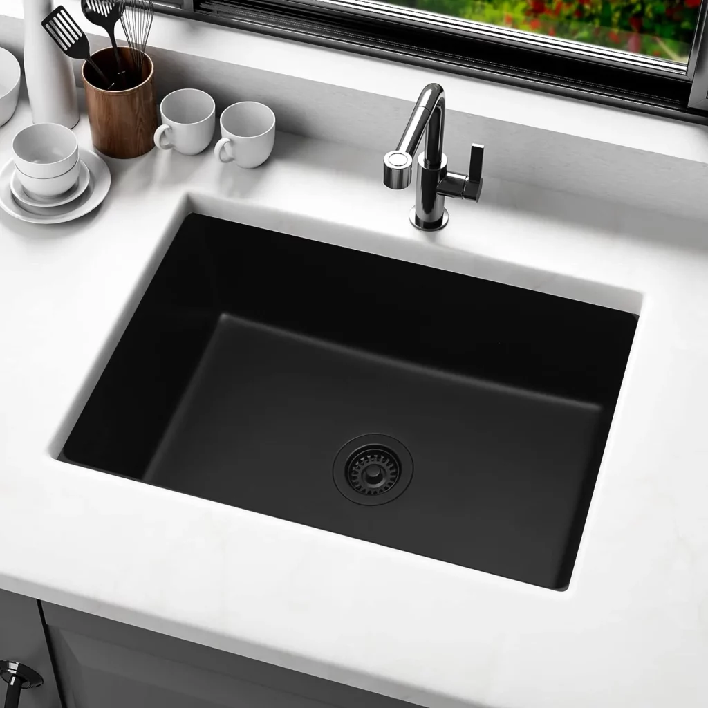 MILOSEN Granite Composite Black Kitchen Sink