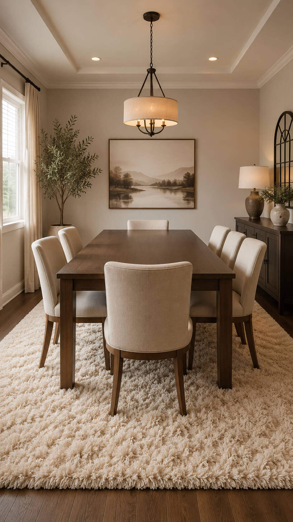 Modern dining room with natural light