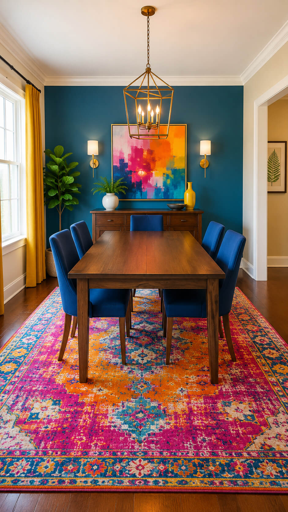 Vibrant and modern dining room scene