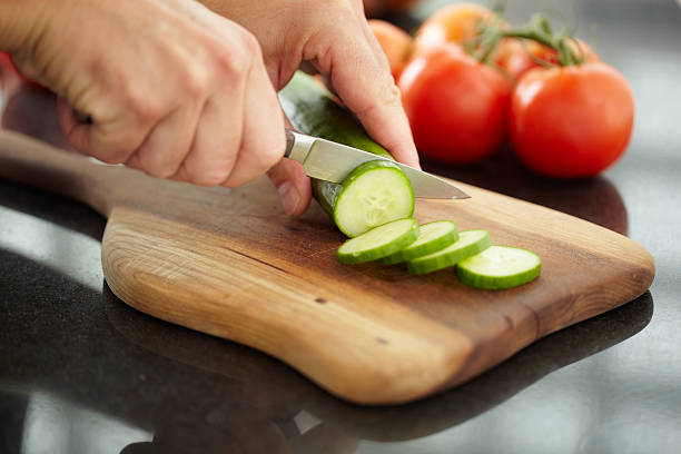 dicing vegetables with a paring knife