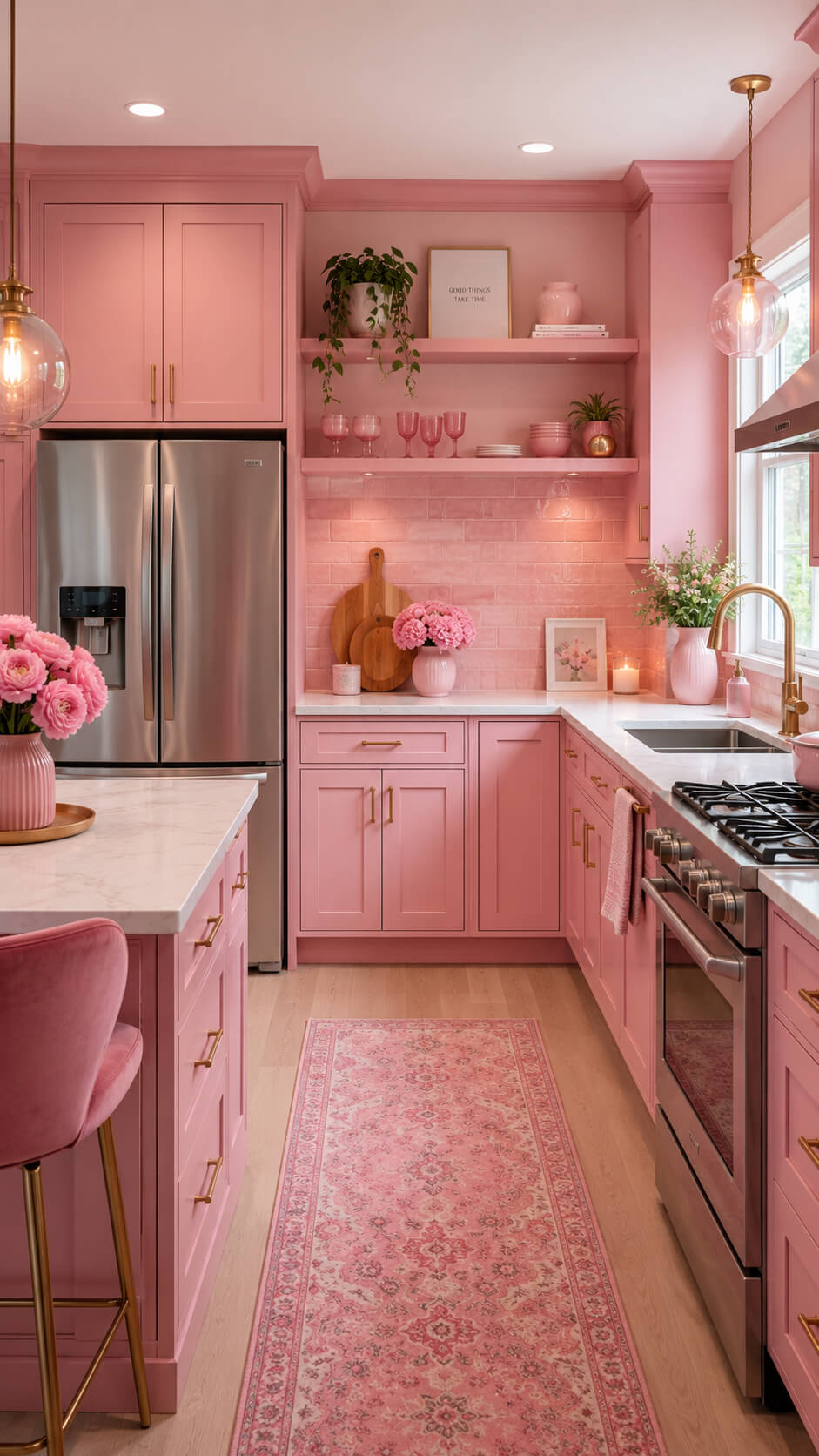 Chic pink kitchen with stylish accents