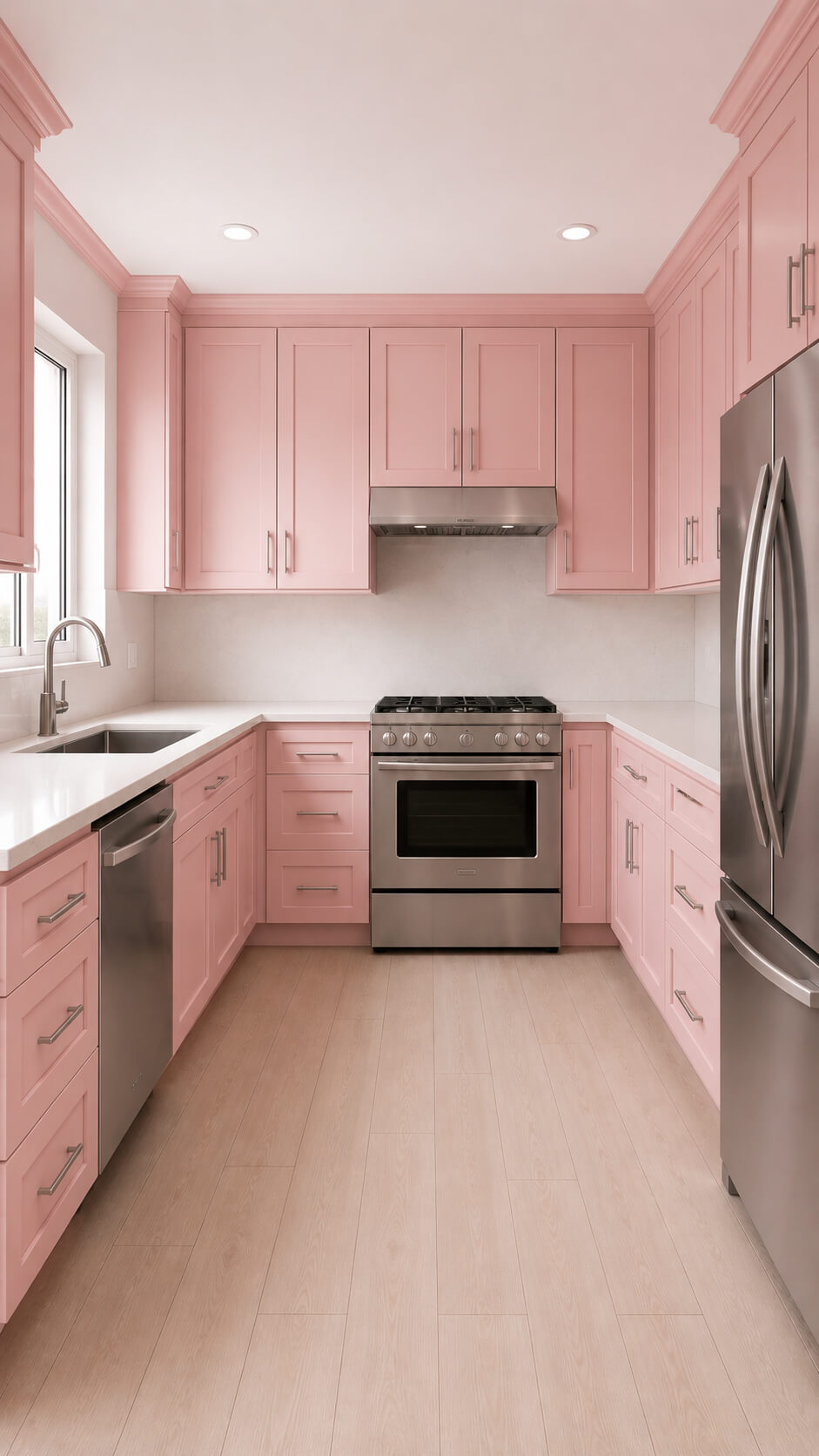 Pastel pink modern kitchen design