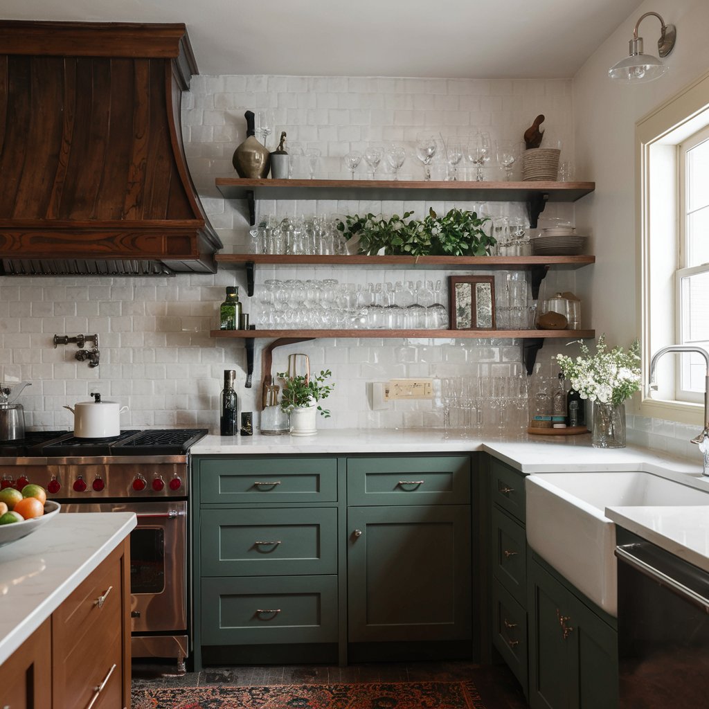 A vintage kitchen with a Vintage-Inspired Home Bar