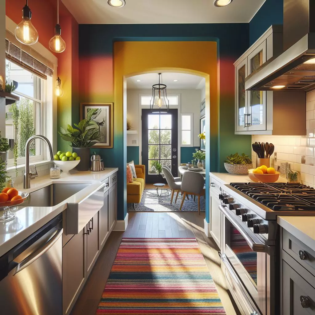 "Kitchen entryway with a vibrant accent color, infusing personality and warmth into the space."