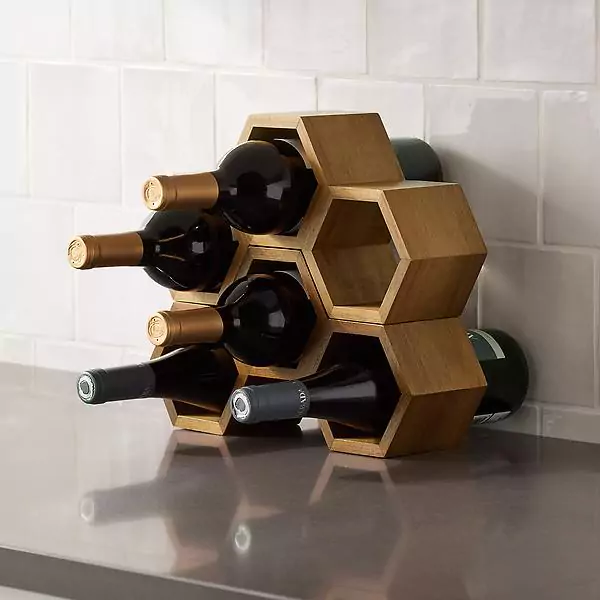a wine rack placed on a kitchen countertop