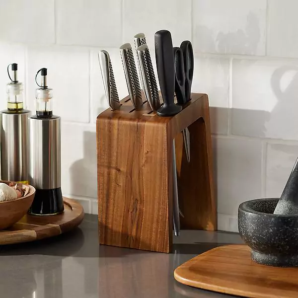 knife block on a kitchen countertop