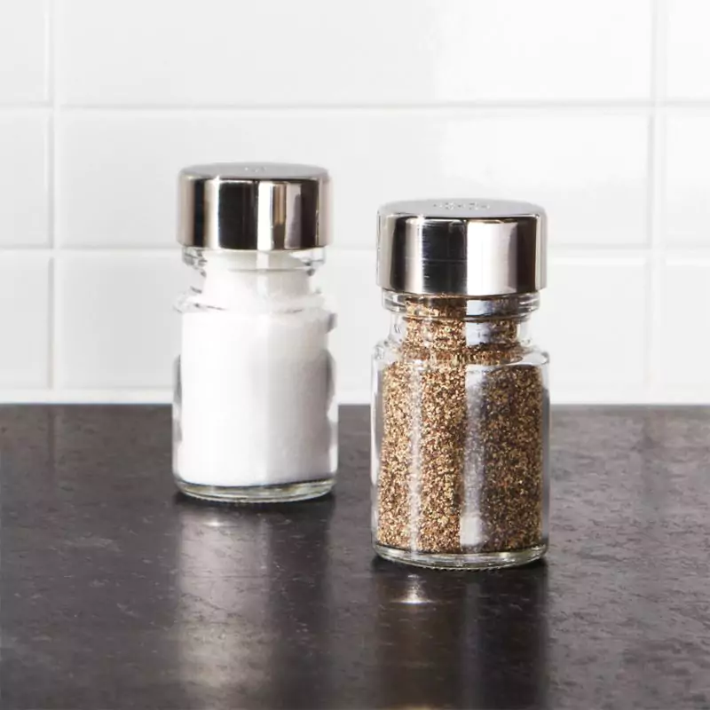 salt and pepper shakers displayed on a countertop