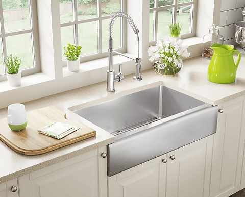 an image of a single bowl kitchen sink installed on a kitchen countertop