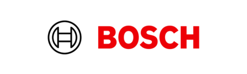 Logo of BOSCH featuring bold red lettering and a circular emblem to the left on a white background.

