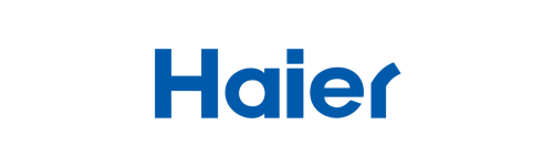 The image depicts the Haier logo. It features the brand name “Haier” written in bold, blue capital letters against a white background. The font used for the text is modern and sleek, with clean lines and sharp edges1