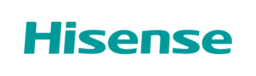 Hisense logo in bold teal letters on a white background.

