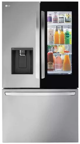 LG 26 cu. ft. Smart InstaView® French Door Refrigerator on a white background