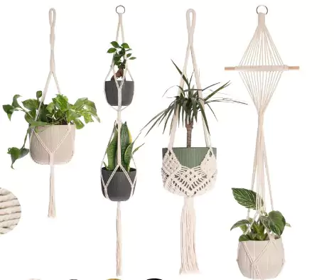 Nook Theory 4-Pack Macrame Plant Hanger on a white background