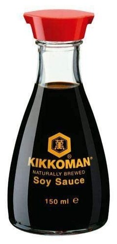 kikkoman soy sauce on a white background