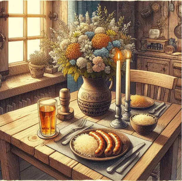 Illustration of a german dining room