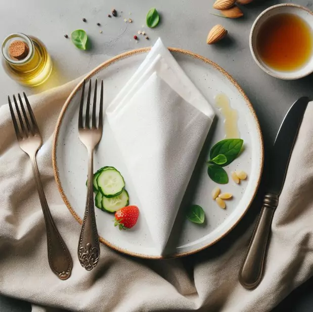 NAPKIN FOLDED NEATLY AFTER THE MEAL