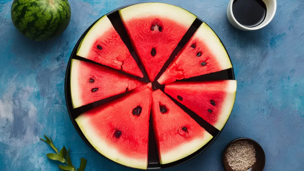 Refreshing watermelon slices arranged on a platter.