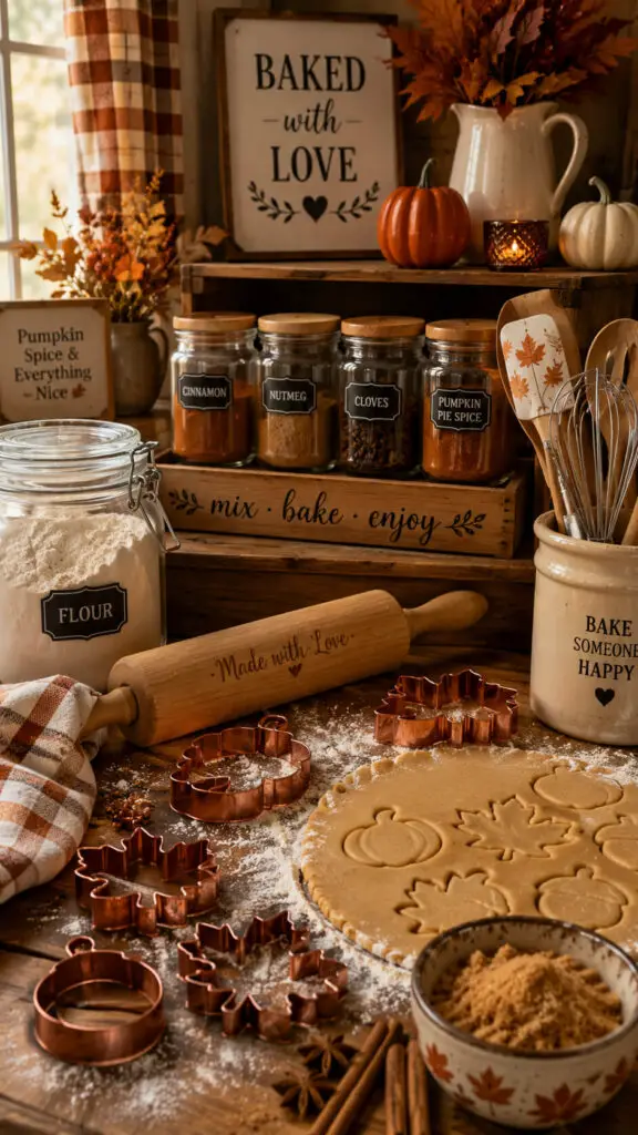 Autumn baking in a cozy kitchen