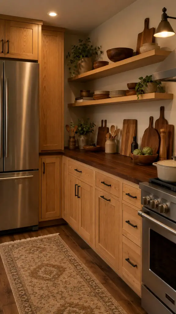 Cozy rustic kitchen with wooden accents