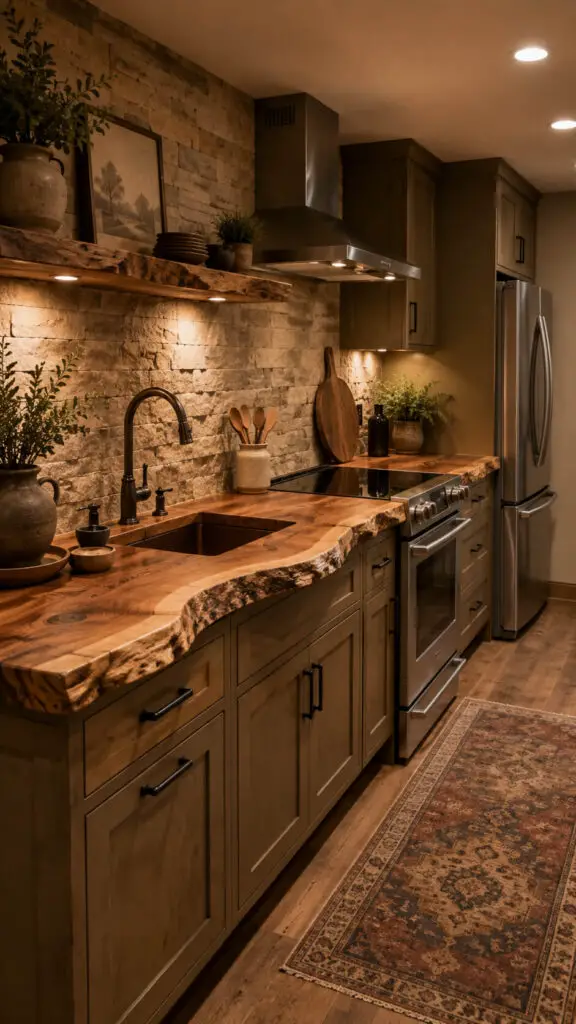 Cozy rustic modern kitchen ambiance