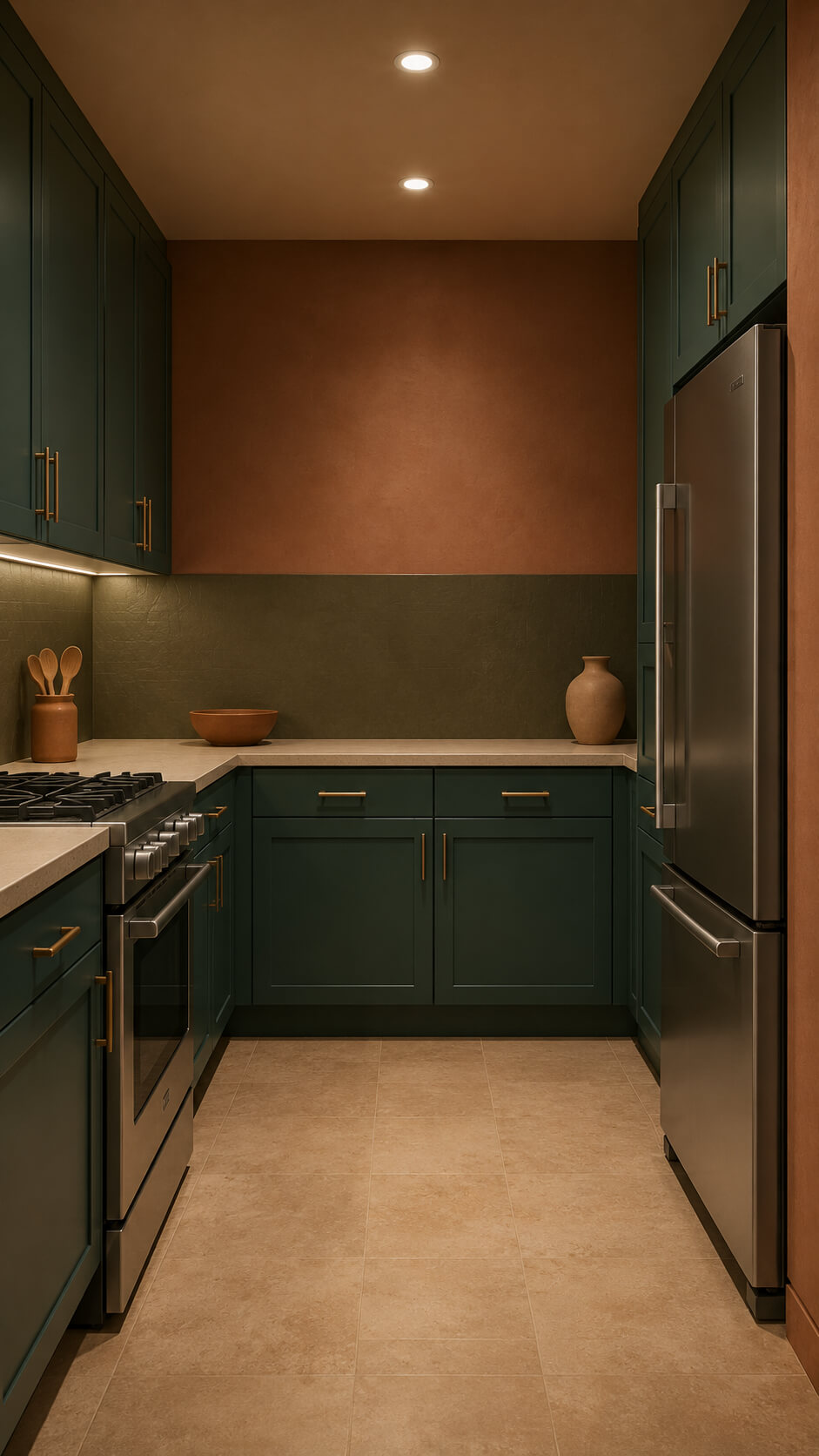 Modern minimalist kitchen with earthy tones