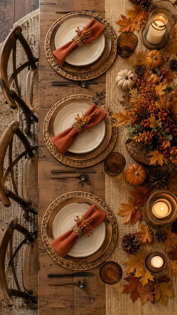 Neutral Cozy Autumn Rustic Table Setting