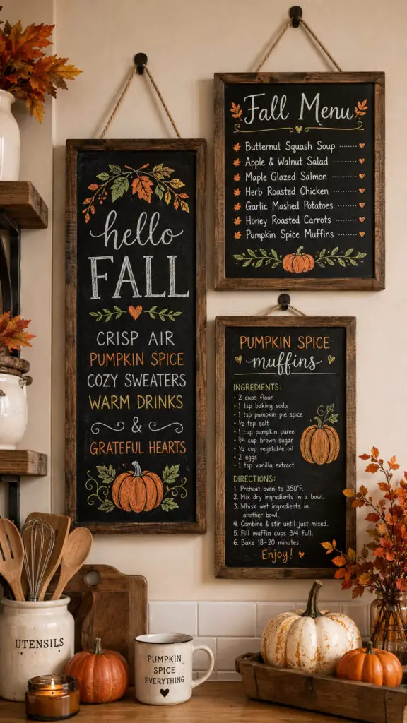 Rustic autumn kitchen vignette