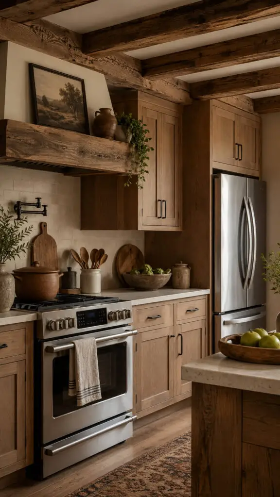 Rustic farmhouse kitchen with warm details