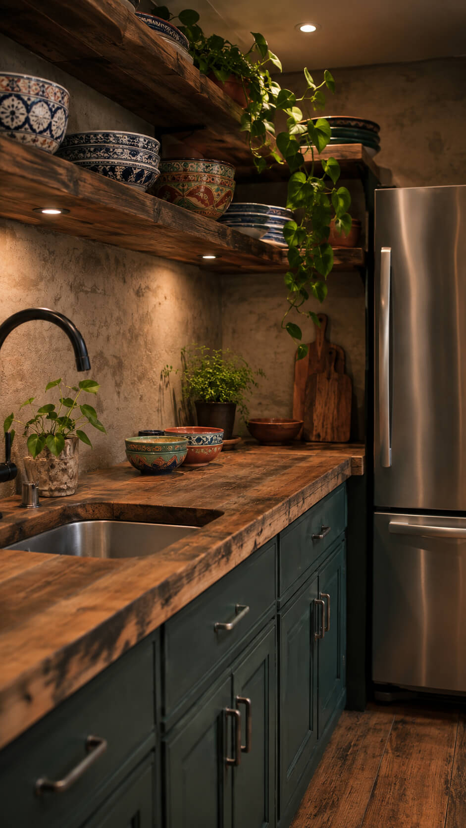 Rustic kitchen with earthy tones and warmth