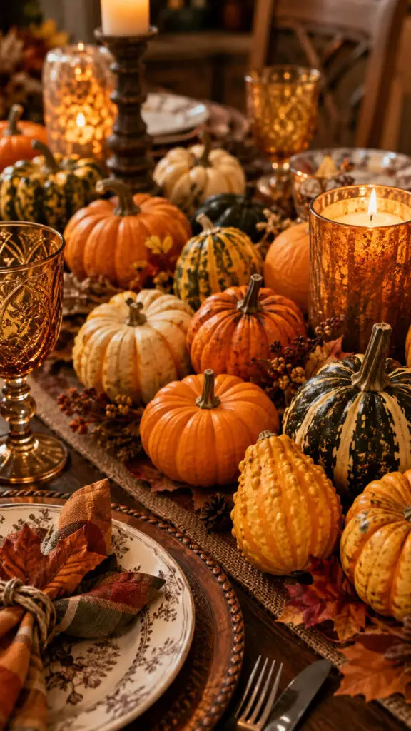 Table Mini Pumpkins and Gourds