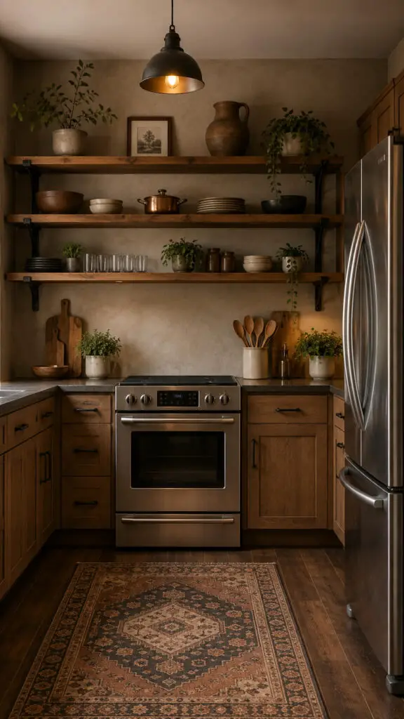 Warm modern rustic kitchen style