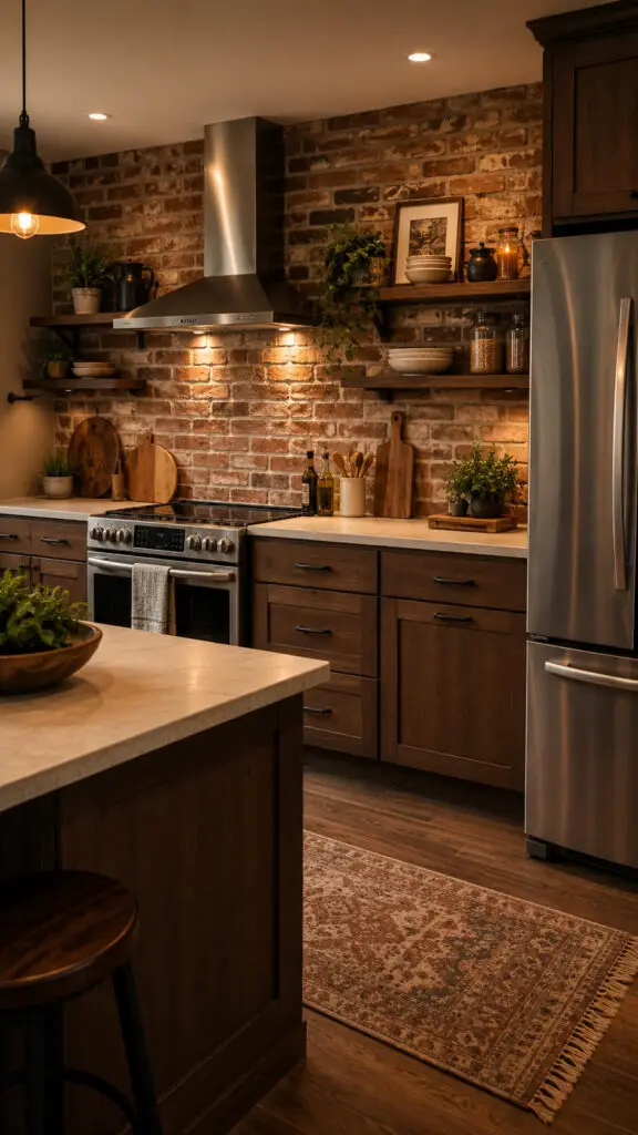 Warm rustic kitchen with industrial touches