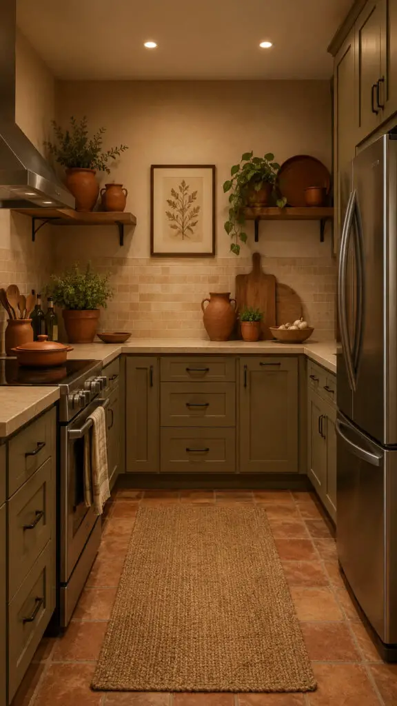 Warm rustic kitchen with terracotta accents