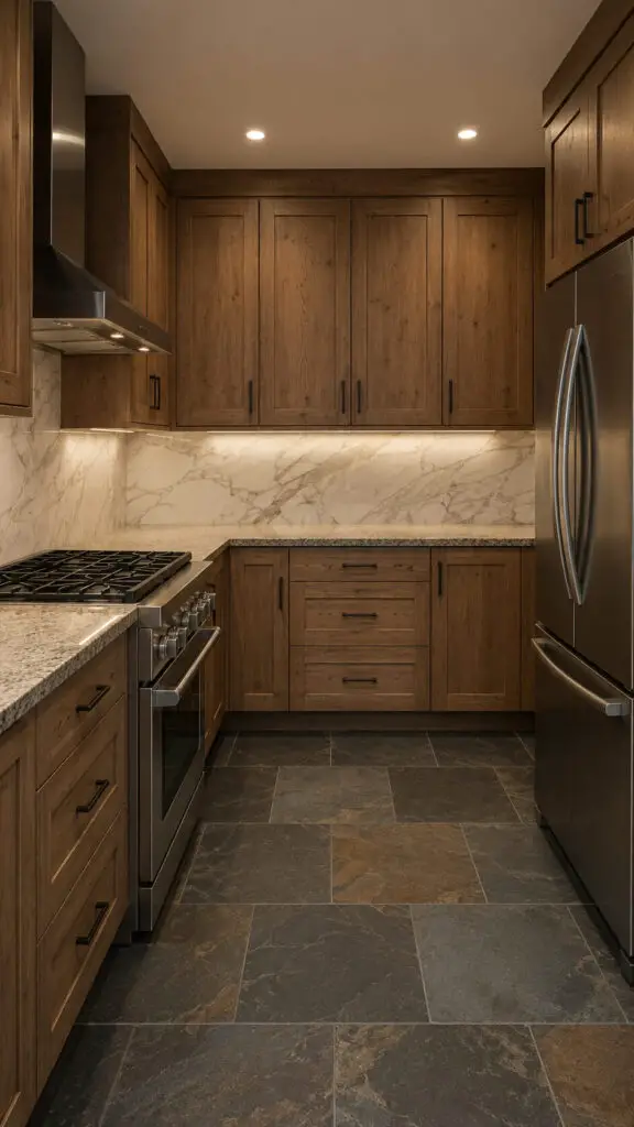 Warm toned rustic kitchen interior