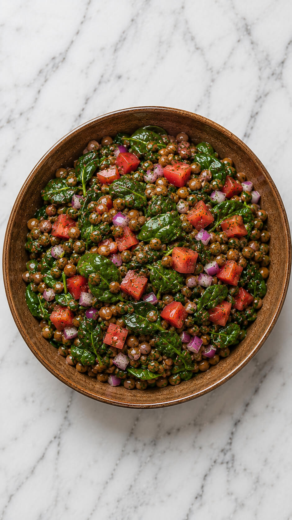 Warm Lentil and Spinach Salad
