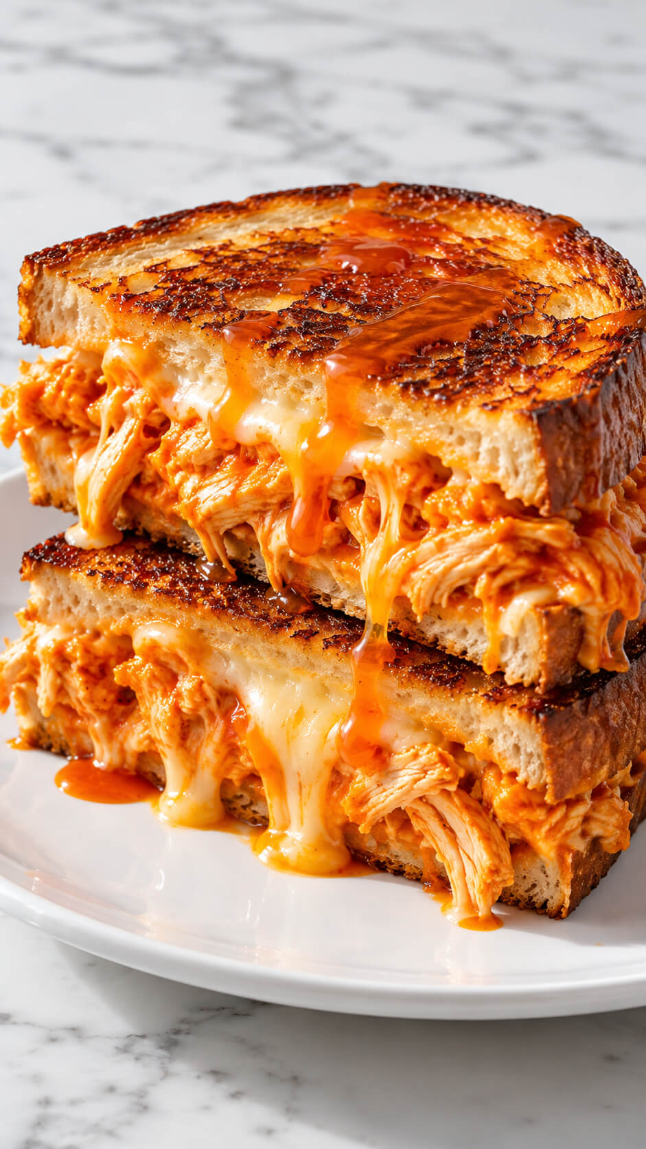 Buffalo Chicken Grilled Cheese Stack