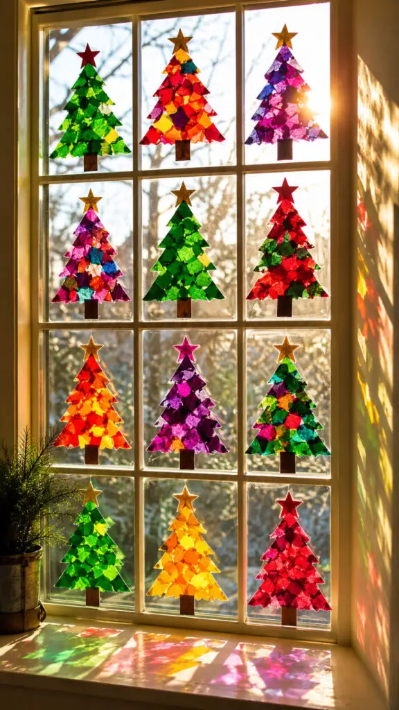 Colorful Christmas Tree Suncatchers