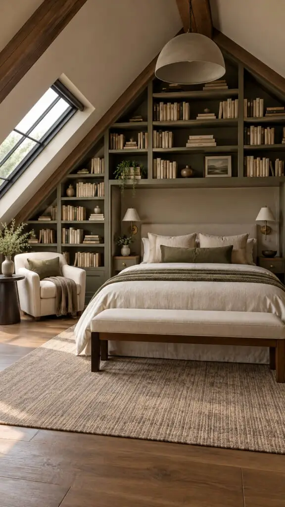 Cozy Attic Bedroom Library Retreat