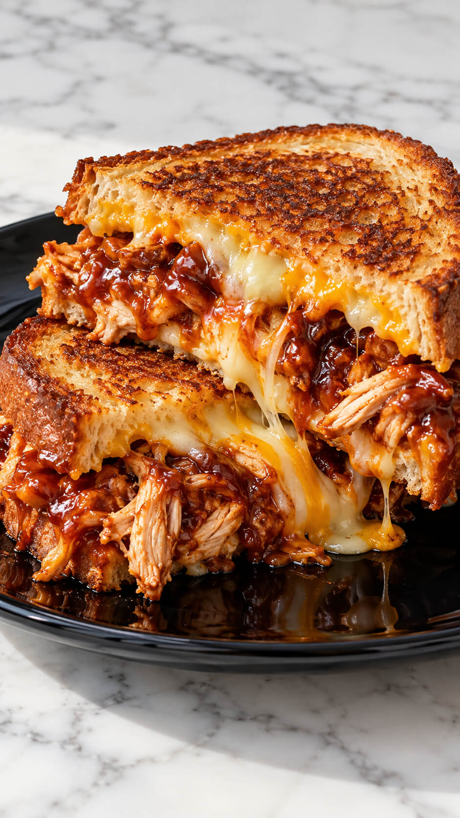 Gooey Barbecue Chicken Grilled Cheese