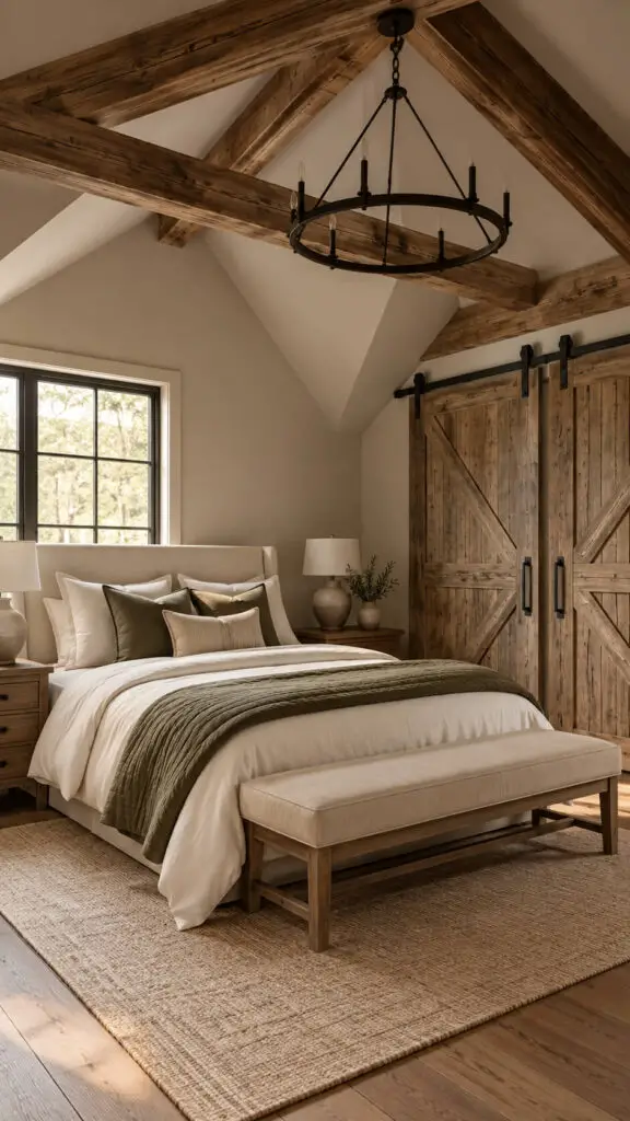 Rustic Attic Bedroom with Barn Doors