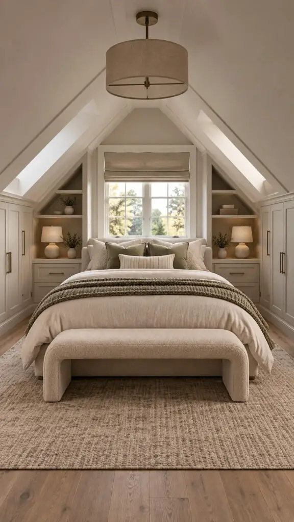 Serene Symmetrical Attic Bedroom