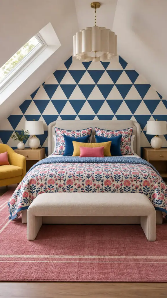 Stylish Geometric Attic Bedroom