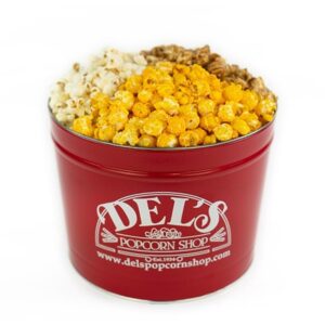 2 Gallon Popcorn Tin Gift - 3 Kinds (Cheese/Caramel/Salt & Butter) Gourmet Popcorn Gift Tin - Popcorn Gift Set
