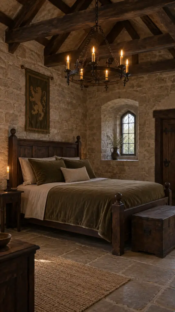 Candlelit Medieval Stone Bedroom
