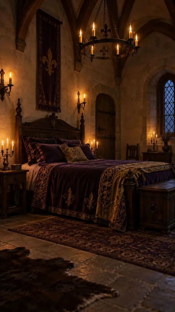 Candlelit Purple and Gold Castle Chamber