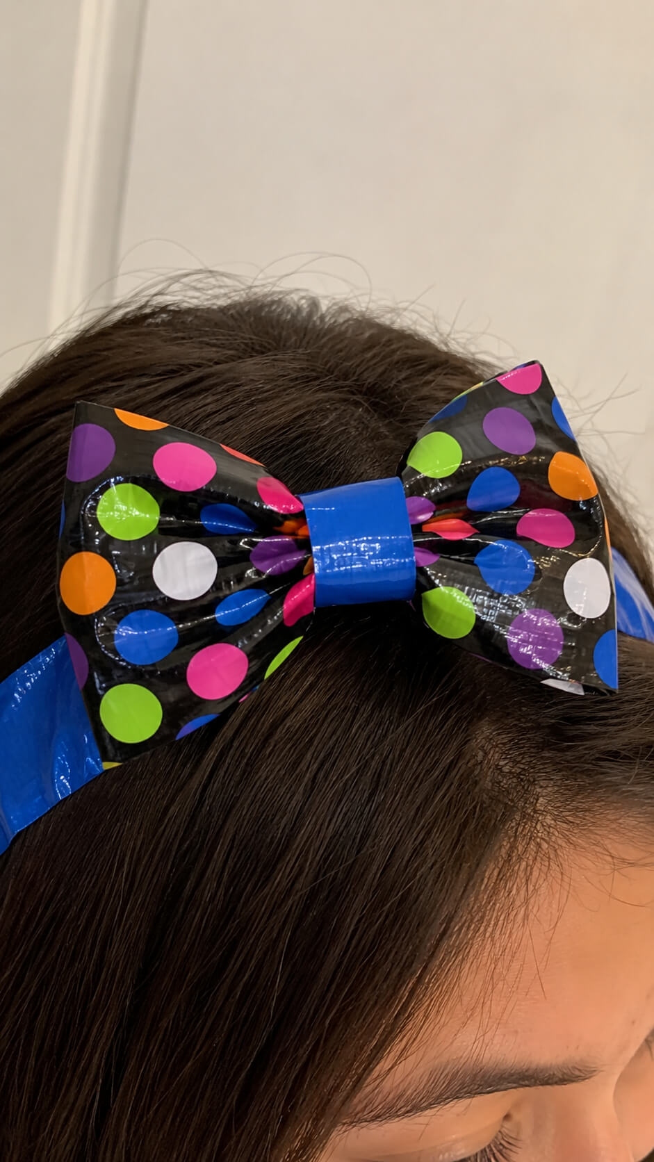 Colorful bow headband close up