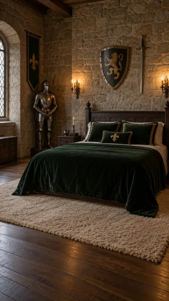 Medieval Castle Bedroom with Heraldic Bed