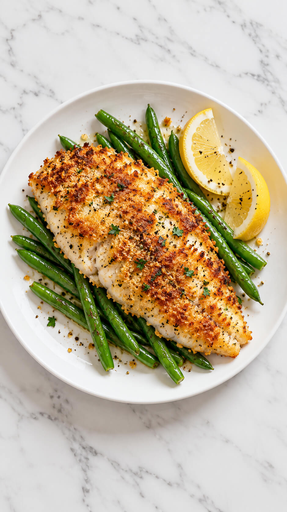 Crispy Herb Crusted Fish with Green Beans