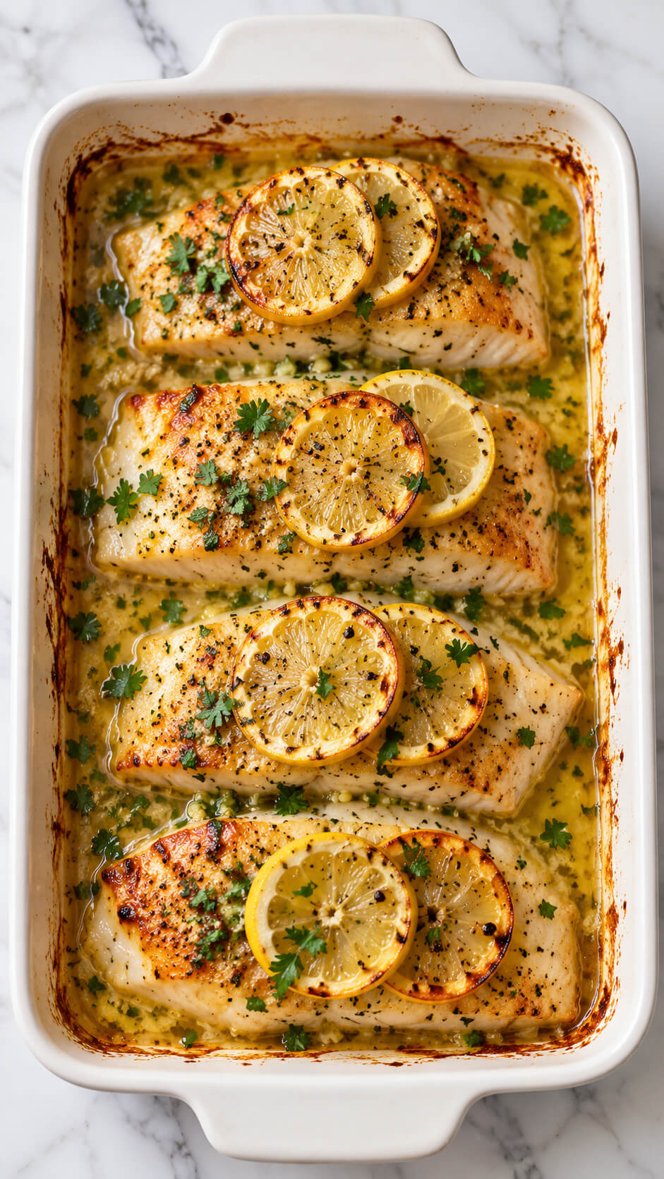 Lemon Herb Baked Fish in Butter Sauce